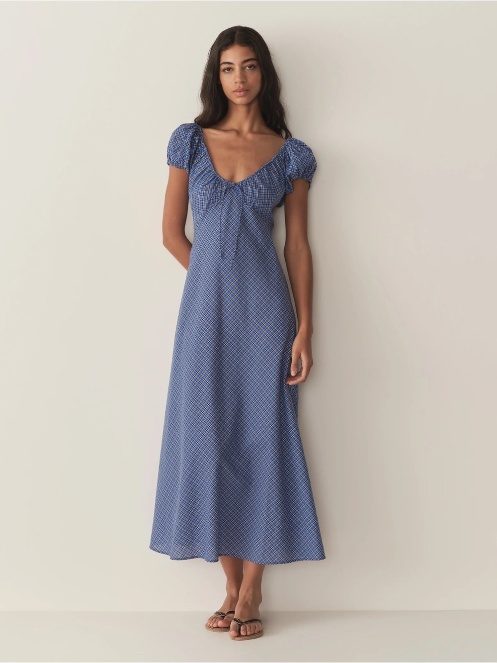 Doen Sofia Dress blue checkered print XS